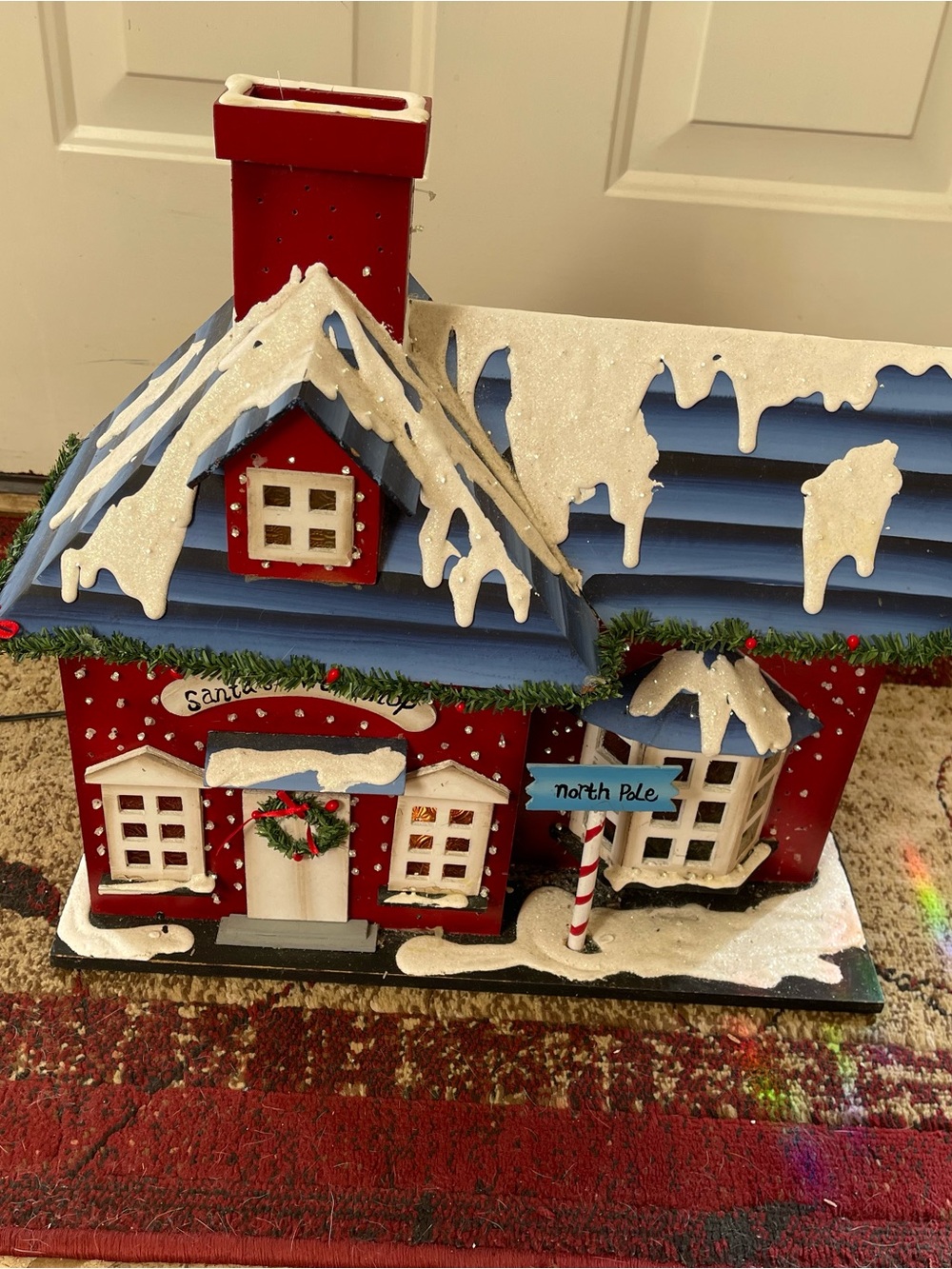 Home Interiors Wooden Fiber Optic Holiday House